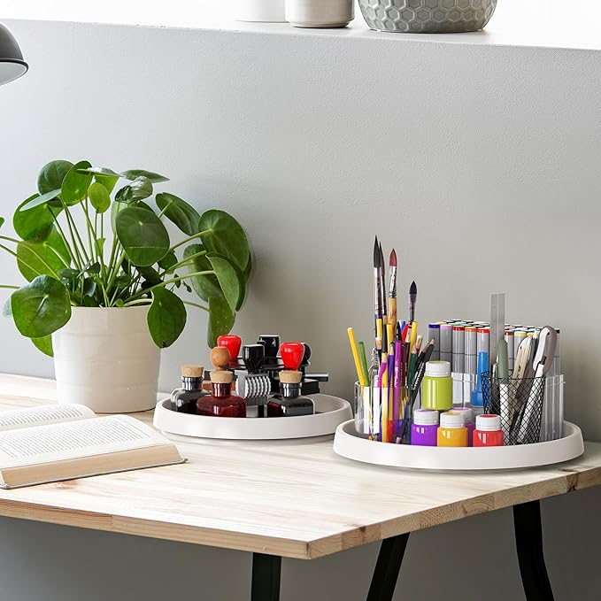 Simple Houseware Lazy Susan Spice Organizer Rotating Tray, 4-Pack (2 Medium 10'', 2 Large 12'')