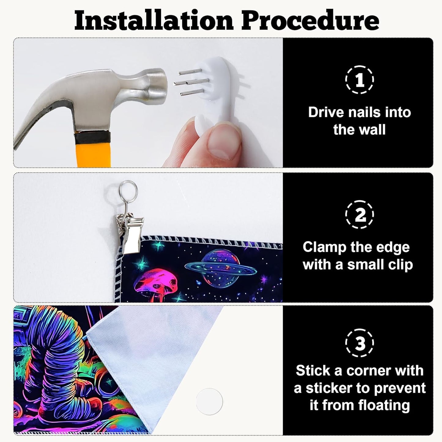 BVBOX Astronaut Space Blacklight Tapestry 90"x70", UV Reactive Astronaut Electronic Piano Universe Galaxy Planet Glow in Dark Music Tapestries, Black Light Neon Upright Poster Wall Hanging Backdrop Decor for Bedroom Living Room