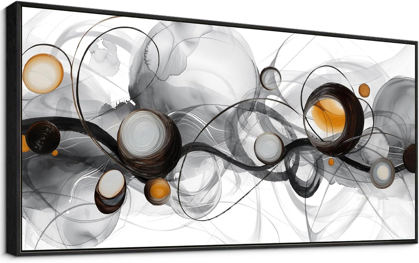 XLSJERST Large Size Frame Wall Art for Living Room - Abstract Artwork Minimalist Painting Modern Black and White Canvas Picture Boho Gray Wall Art