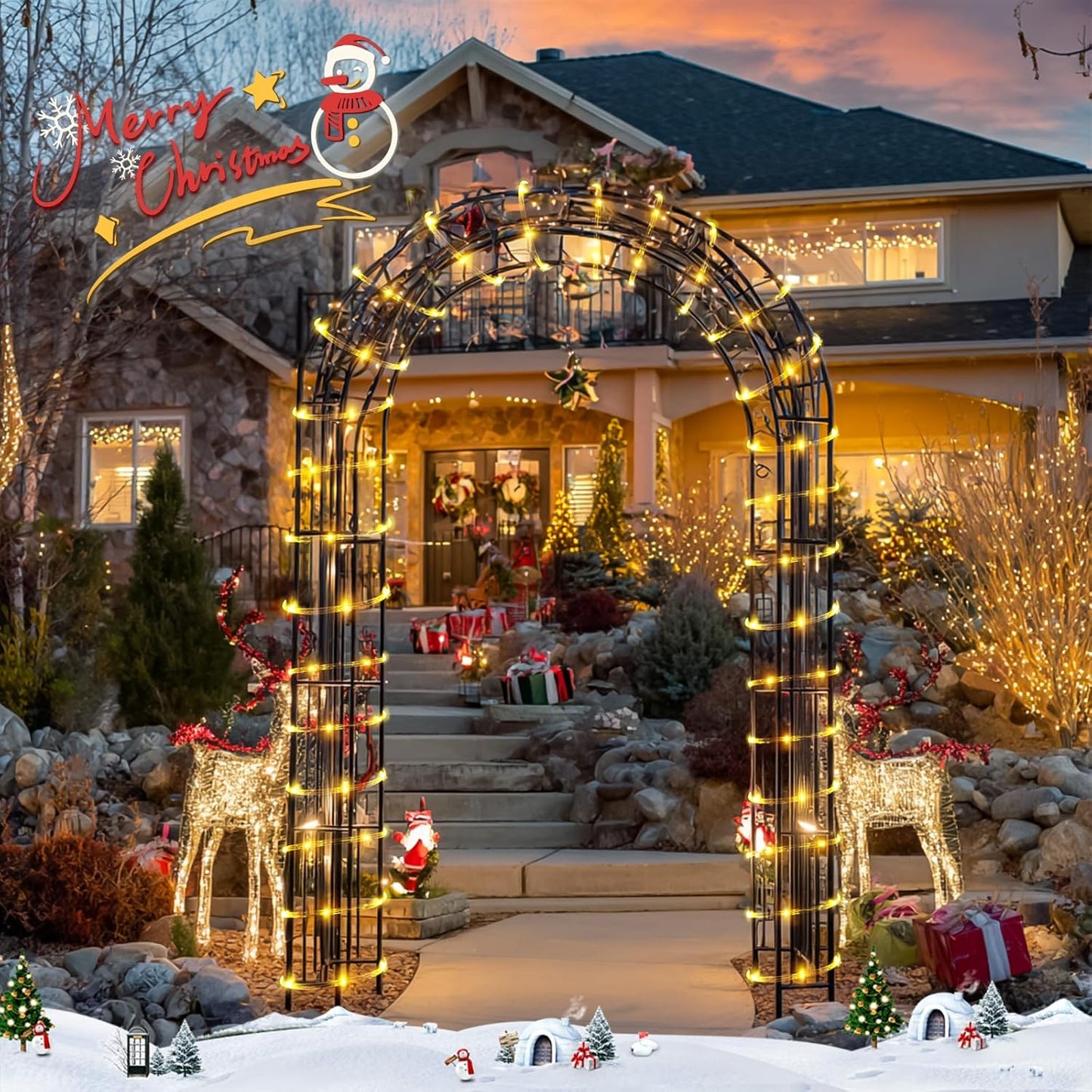 JMEXSUSS 2 Pack 100 LED Solar Rope Lights,33ft 8 Modes Solar Rope Lights Outdoor Waterproof LED Solar Powered Rope Tube for Trampoline,Fence,Gazebo,Yard,Walkway,Path(Warm White)