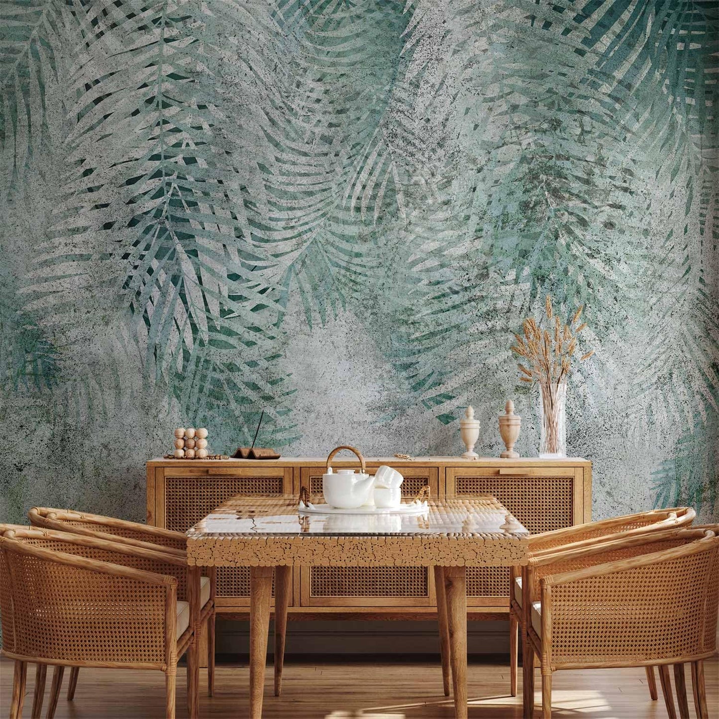 artgeist Premium Wall Mural Leaves 98x69 in - XXL Non-Woven Wallpaper Fleece Wall Decor Photo Print Picture Image Design Nature Botanical Plants Palm Abstract b-C-0861-a-a