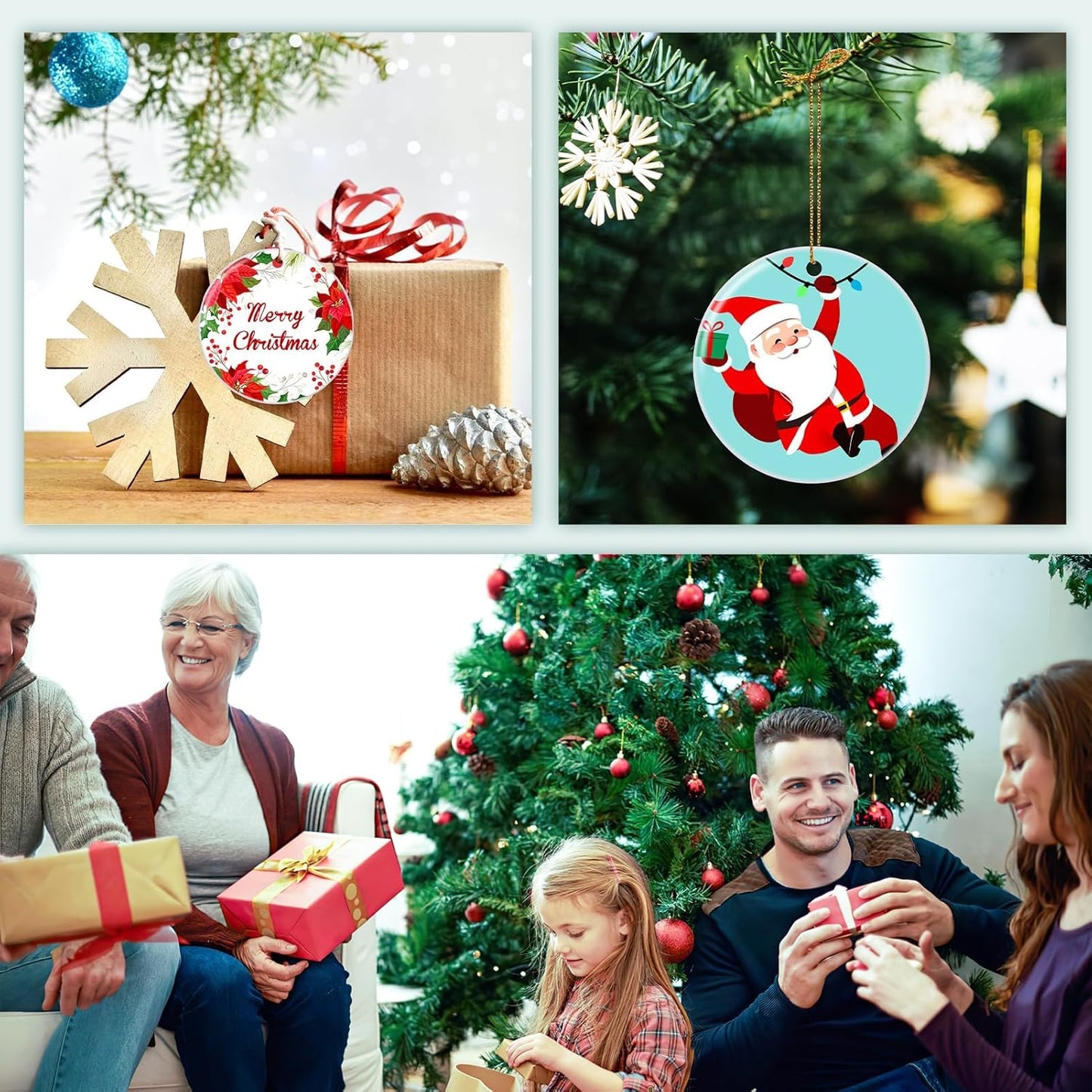 Personalized Christmas Ornaments 2025, Ceramic Custom Photo Text Hanging Ornament Customized Christmas Tree Decorations Gift for Family, Kids, Friends, Couples, Wedding