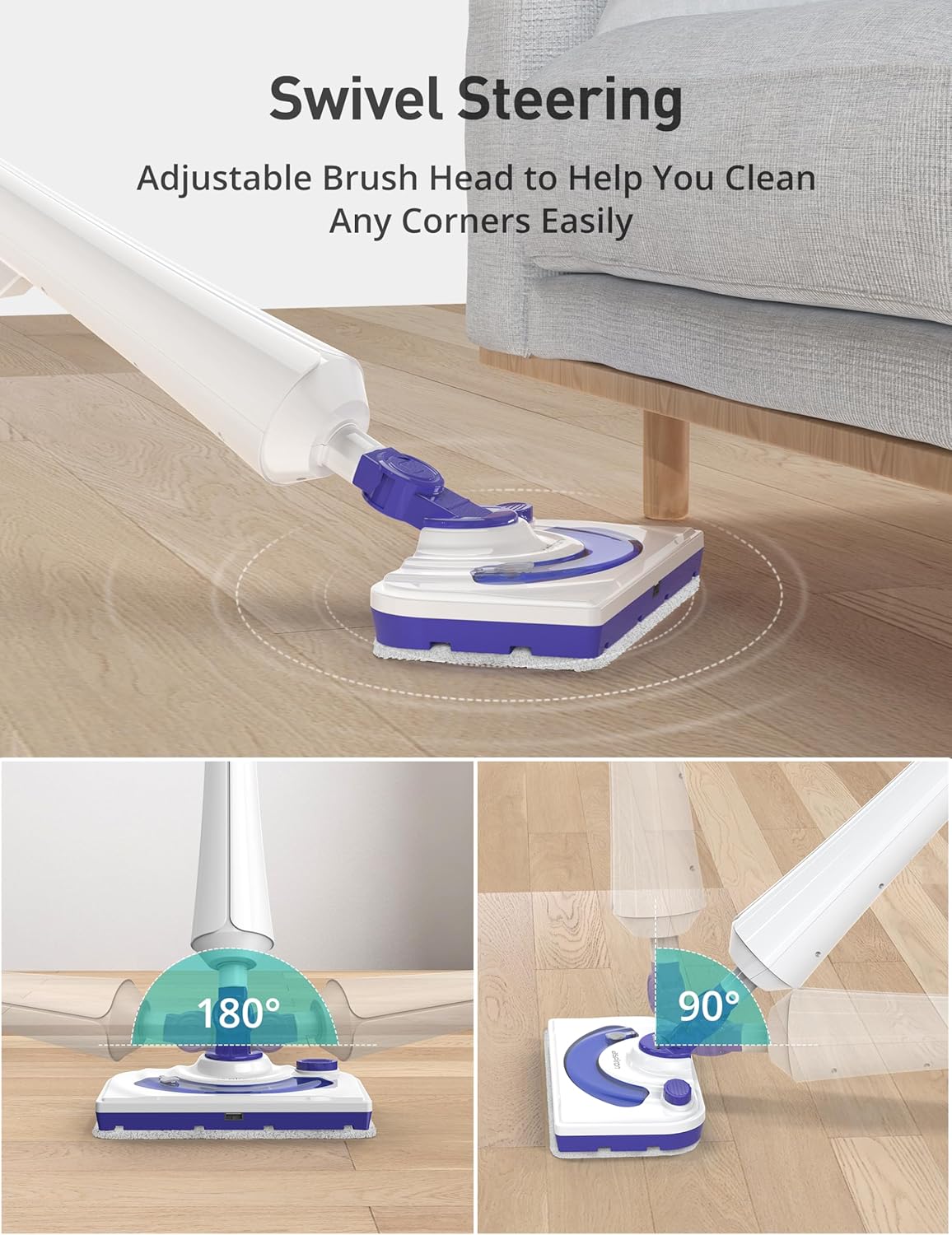 Professional Steam Mop Cleaner, 1300W Floor Steamer with Detergent Chamber, 25S Heat Up, Lightweight Steamer for Cleaning with 2 Washable Pads, Safe for Tiles, Upholstery, Carpet, Hardwood