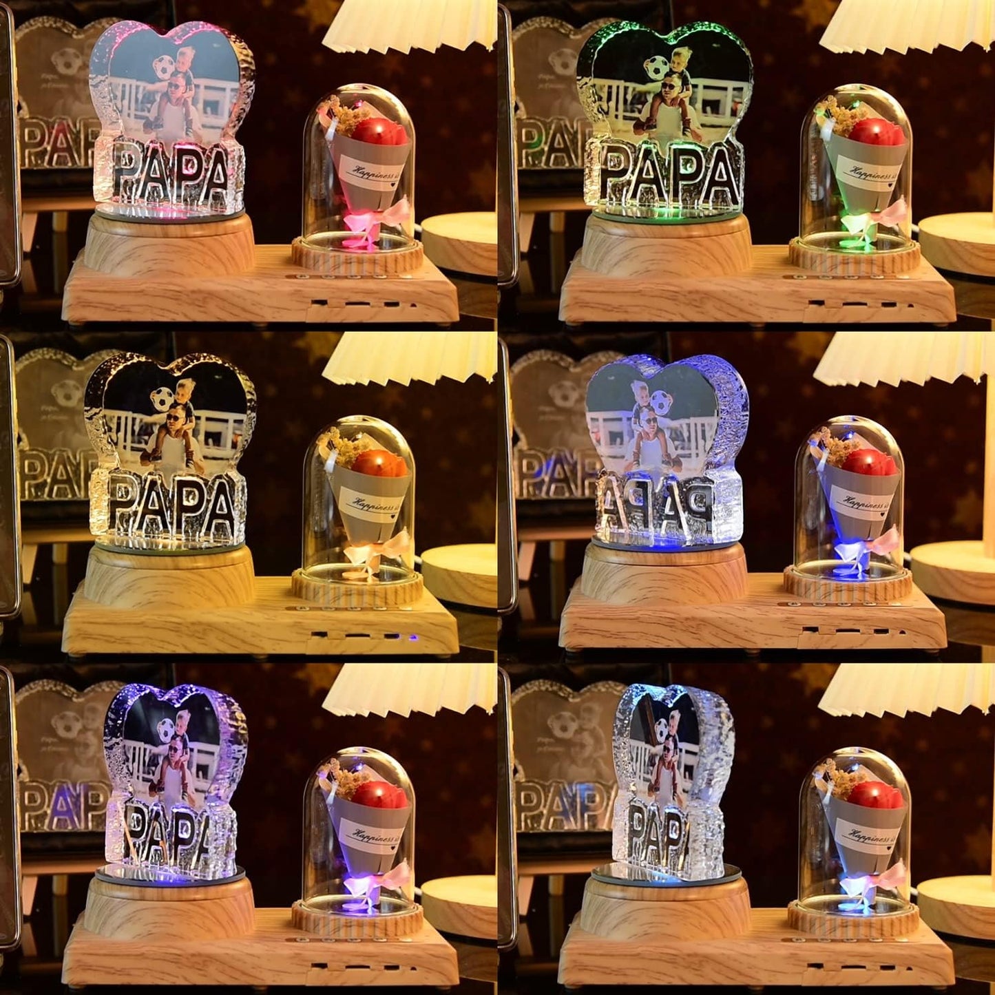 Personalize Your Photo Crystal Night Light with Music Bluetooth Rose Idea Gifts for Christmas Kids Boys & Girls Women Birthday Gifts with Led Colourful Light Base