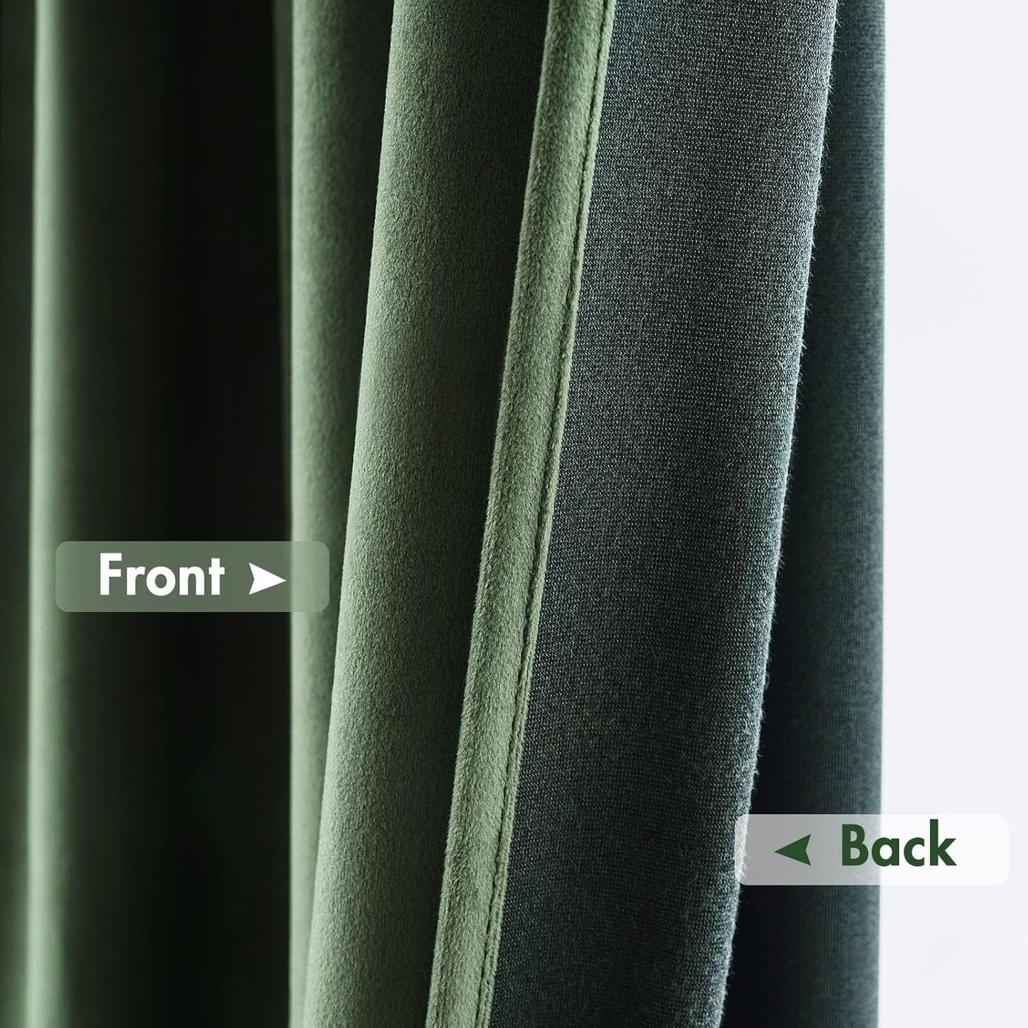MIULEE Olive Green Velvet Curtains Thermal Insulated Blackout Curtain Drapes for Bedroom Living Room Darkening 120 Inches Long Curtains Panels Rod Pocket Set of 2