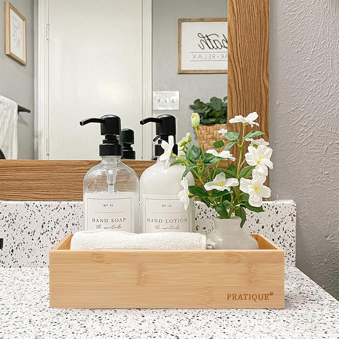 Bamboo Drawer Organizer - Kitchen Utensil Organizer Silverware Tray Cutlery Holder,Office Desk Supplies and Accessories (8.9x5.9x2.6 inch)