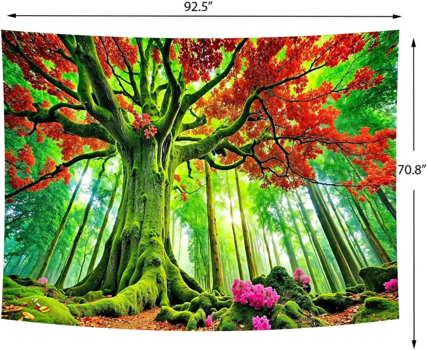 Delur Forest Tapestry Tree of Life Green Landscape Rainforest Wall Hanging Tapestry Colorful Mystical Nature Spiritual Psychedelic Headboard for Bedroom Living Room Home Decor (70.8" x 92.5")
