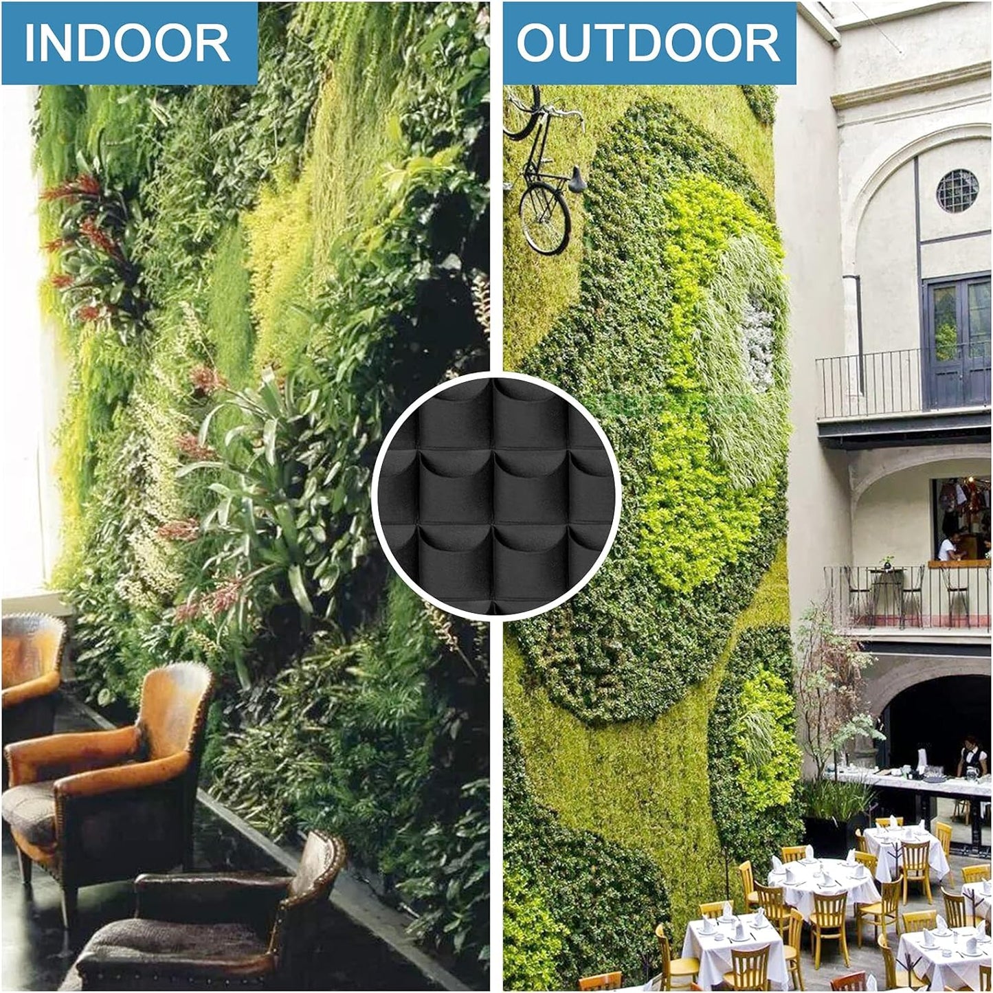 49 Pockets Hanging Planter Bags, Hanging Vertical Wall Mounted Plant Planting Grow Bags, Herb Garden Planter Outdoor Indoor Growing Bag, Gardening Vertical Greening Flower Container(1m×1m, Black)