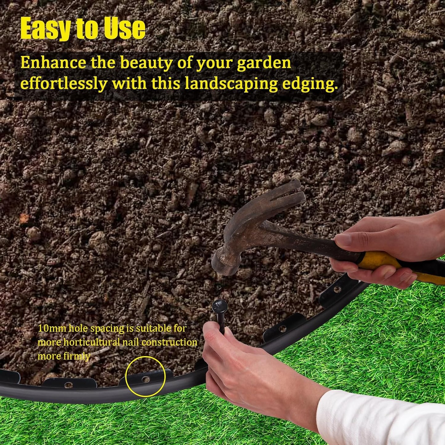 Landscape Edging 2 Inch Tall 100 FT, Garden Edging Border with 5 Pcs Connectors and 60 Pcs Anchoring Spikes for Garden Flower Beds Yard Lawn