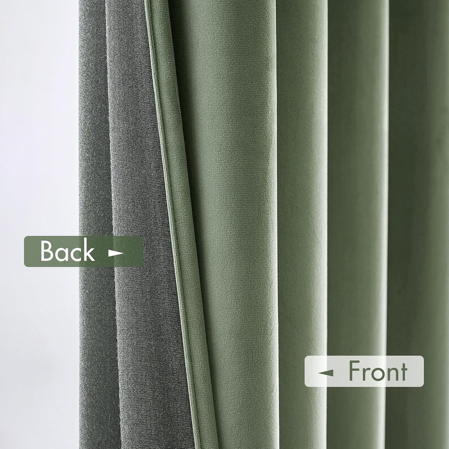 MIULEE Velvet Curtains Sage Green Thermal Insulated Blackout Curtain Drapes for Bedroom Living Room Darkening 108 Inches Long Curtains Panels Rod Pocket Set of 2