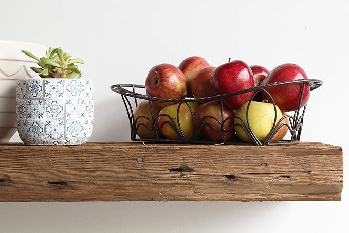 Urban Legacy Reclaimed Barn Beam Deep Shelves | Deep Shelves with Brackets Included, Set of 2 | (Natural Low Profile Bracket, 48" x 11" x 3")