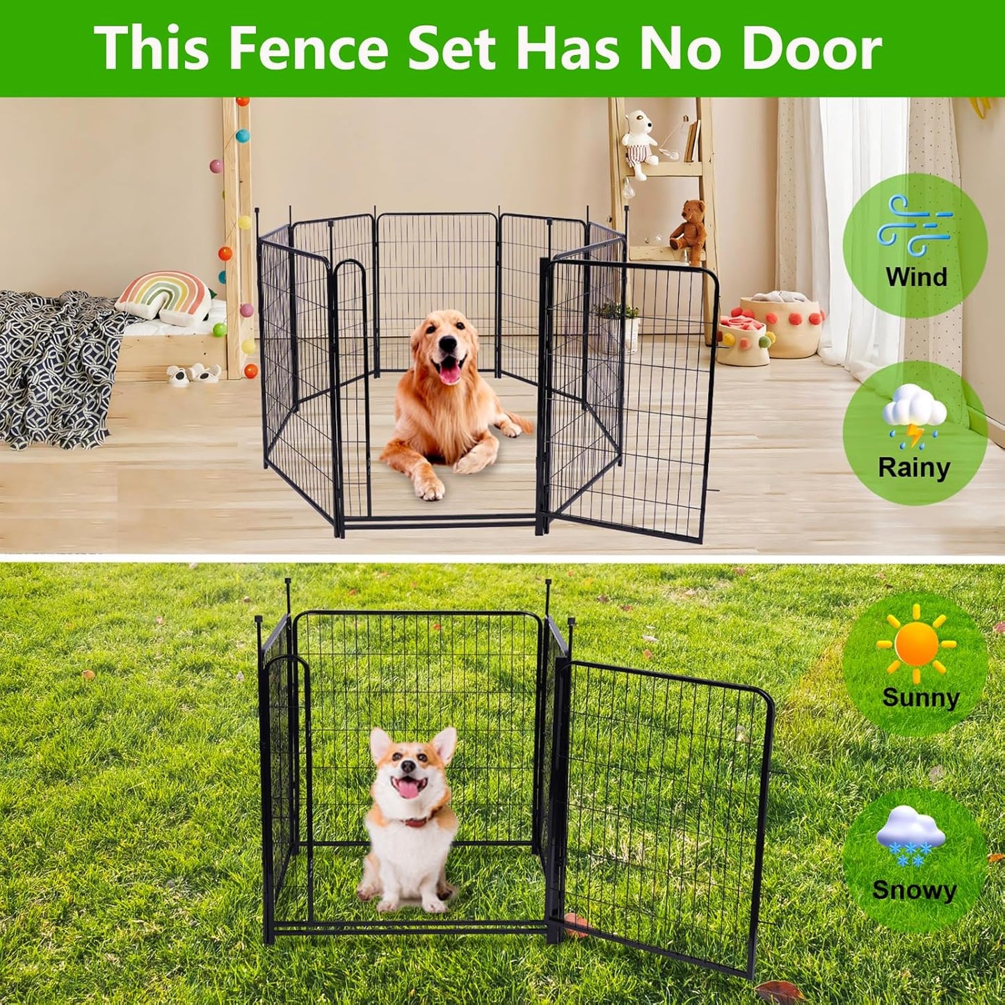 Garden Fence 36 Inch 14 Panels Without Gate,Black Dog Pen Wide Door,Be Suitable for Inside and Outside,Low Threshold Total 31 Ft(l) Garden Fence for Yard and Dog,