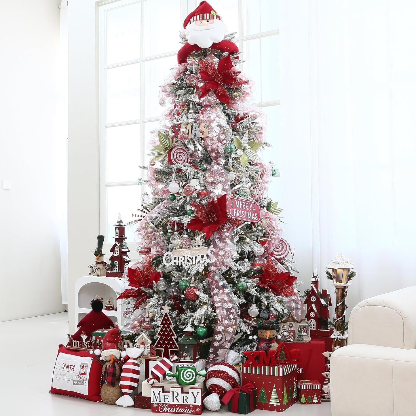 Sea Team 60mm/2.36" Shatterproof Clear Plastic Christmas Tree Ball Ornaments Set, Decorative Hanging Transparent Xmas Baubles with Stuffed Delicate Decorations (30 Counts, Elf)