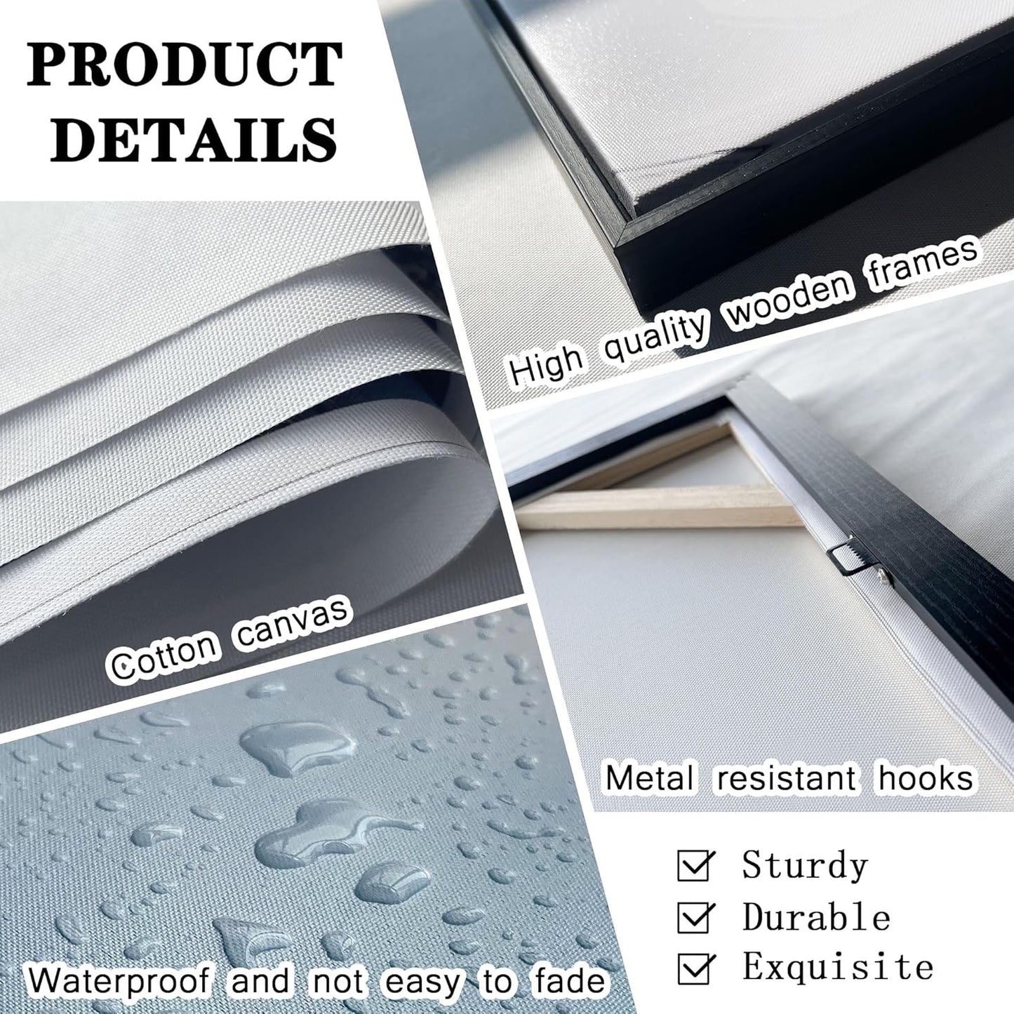 KLAKLA Large Abstract Wall Art Canvas - Blue and Gray Lnk Style Gold City Scenes Wall Decor Living Room Bedroom Decoration Black Frame Picture Artwork for Wall Modern Landscape Wall Decor