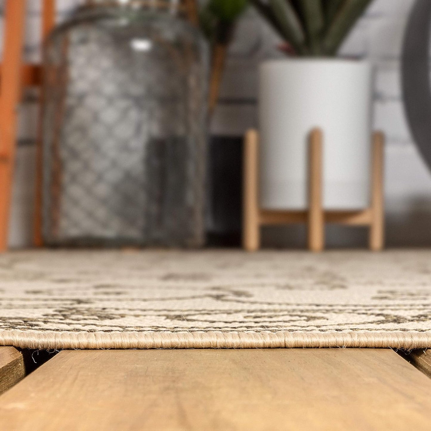 JONATHAN Y Vintage Filigree Indoor Outdoor Octagon Area Rug 8 Ft Beige/Brown, Charleston Textured Weave for Backyard, Patio, Porch, Easy-Cleaning, High Traffic, Pet-Friendly Non-Shedding SMB106A-8TGN