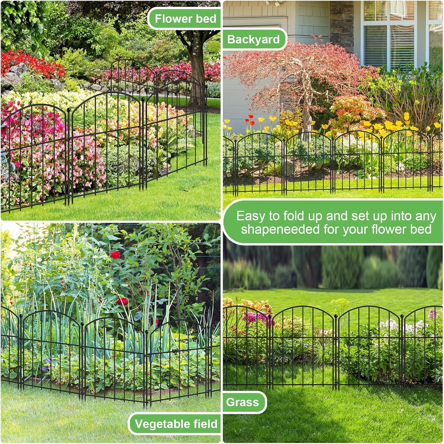 Decoration Garden Fence 17in x 20ft, 20 Pack Rustproof Metal Animal Barrier Fence, Arched Flower Bed Edge Decorative Rabbit and Dog Ground Defense No-Dig Fence for Patio Patio Outdoor