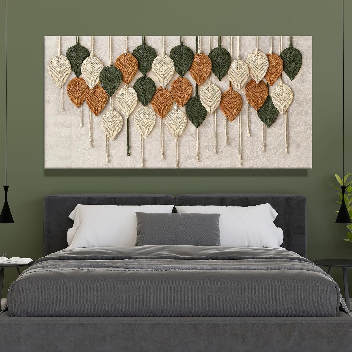 Tsomzxng Large Boho Wall Art For Living Room Modern Wall Art Print Paintings Multicolor Leaves Feather Canvas Wall Art Decor Picture For Bedroom Apartment Kitchen Home Wall Decor 29" W X 58" L