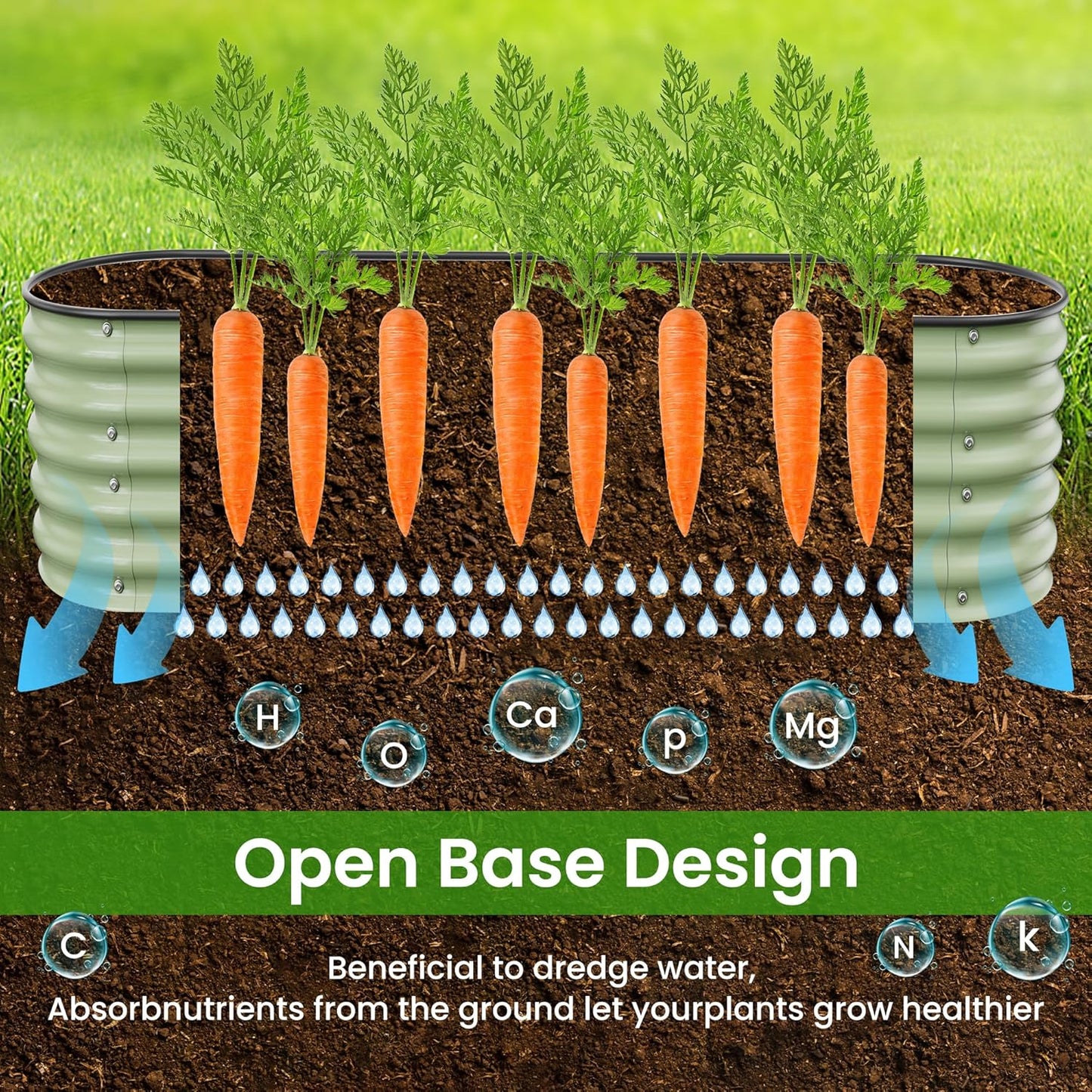 8 X 2 X 1.4 Ft Galvanized Raised Garden Bed,Sturdy and Easy to Assemble Oval Raised Planter Beds Outdoor for Vegetables, Gardening, Flowers, Fruits(Light Green)