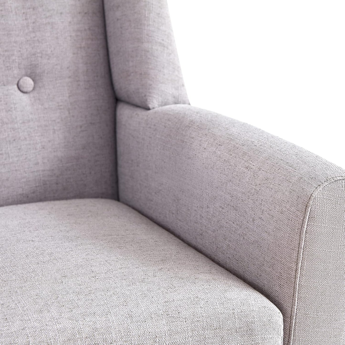 HUIMO Button-Tufted Accent Chairs Set of 2,Upholstered Reading Living Room Chair,Mid Century Modern Chair with Linen Fabric, Club Chair,Comfy Arm Chairs for Living Room,Bedroom,Light Grey