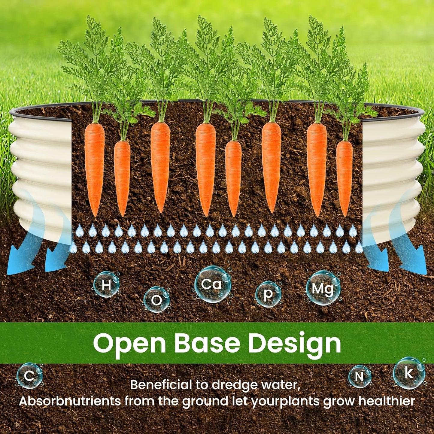 Raised Garden Bed 5x2x1.4 Ft Planter Box Outdoor with Rubber Edge Zinc-Aluminum-Magnesium Stainless Steel Durable Metal Garden Beds Kit for Vegetables, Flowers, Herbs and Succulents(Ivory)