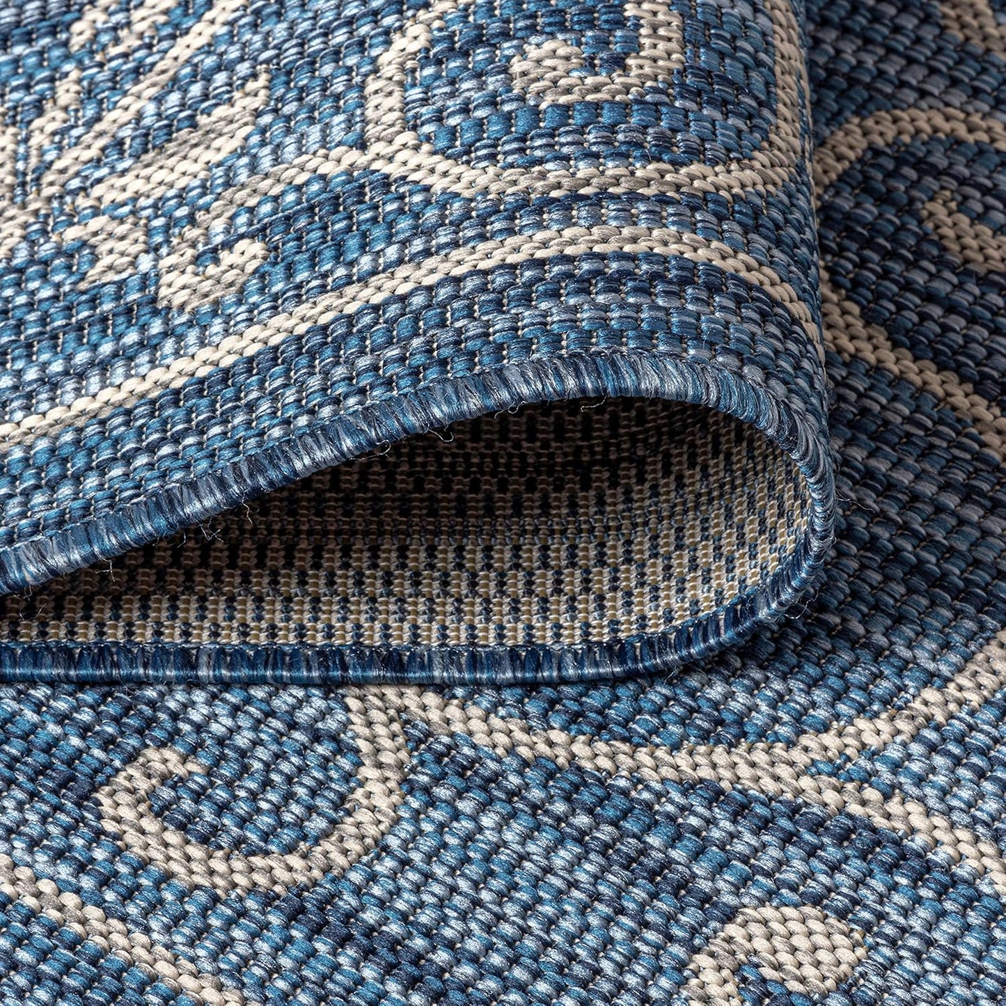 JONATHAN Y Vintage Filigree Indoor Outdoor Area Rug 8X10 Navy/Gray, Charleston Textured Weave for Backyard, Patio, Porch, Easy-Cleaning, High Traffic, Pet-Friendly, Non-Shedding (SMB106D-8)