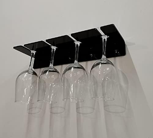 WANLIAN Wine Glass Holder (Pack of 2), Wall Mounted Acrylic Holder for Reception Party and Kitchen Tableware Storage (Black)