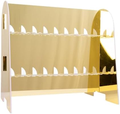 Tableclothsfactory Gold Mirror Finish 2-Tier Wine Glass Stemware Rack, 18 Champagne Flute Holder Foam Board Stand - 25" for Party & Decorations