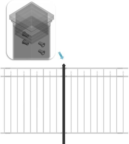 Line Post for Yard, Garden, Commercial Fencing – Steel, 2"x2"x78",Black DIY Pre-Drilled Holes on Opposite Sides, Built-in Rivet Nuts, Soil Installation (1pc)