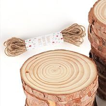 30 Pcs Wood Slices for Crafts, 1.57"-2" Pre-Drilled Holes Wood Rounds, 66 Feet Twine String, Wooden Circles for Crafts Burning Painting DIY Crafts Christmas Wedding Party Wedding Decor Party