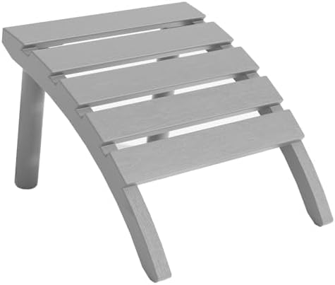Adirondack Ottoman, All Weather Foot Rest for Adirondack Chair, HDPE Plastic Adirondack Footstool,Outdoor Footrest for Patio,Backyard, Lawn, Fire Pits,Grey