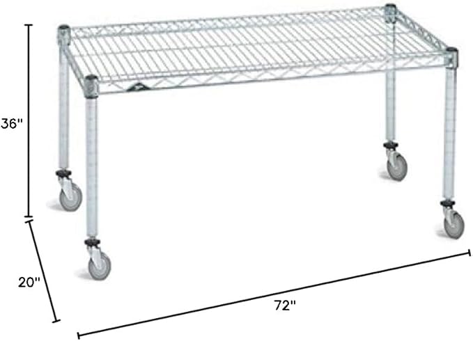 Omega Products Corporation 36" Deep x 72" Wide x 20" High Chrome Mobile Dunnage Rack
