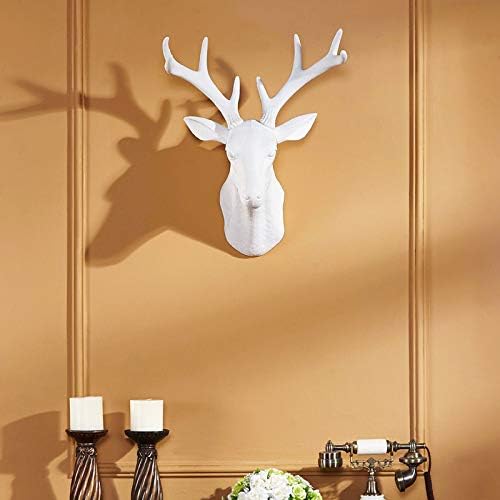 Notakia White Deer Head Wall Decor Deer Antlers Wall Sculpture Faux Taxidermy Wall Animal Head 19.69 x 11.81 x 15.75 inches (White Deer)