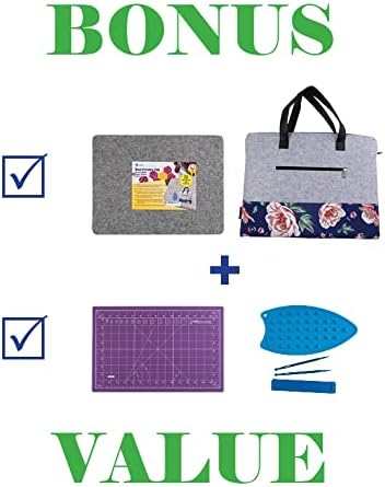 100% New Zealand Wool Pressing Mat for Quilting - Best Portable Wool Ironing Mat for Quilters - Includes Travel Bag, Cutting Mat, Iron Rest & Sewing Accessories and Supplies - 13.5"x17"x0.5" Iron Mat