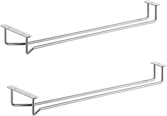 Soro Essentials- 24" Hanging Stemware Rack Chrome Plated Set of 2- Wine Glass Hangers Under Shelf Cabinet Wire Holder Storage for Kitchen Bar or Home