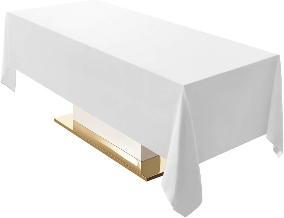 Surmente White Rectangle Tablecloth 60 x 120-inch Rectangular Polyester Table Cloth for Weddings, Banquets, or Restaurants