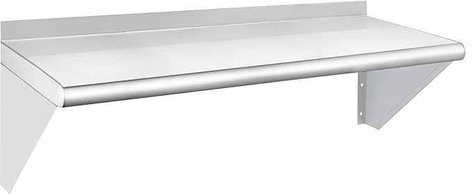 HARDURA Stainless Steel Shelf 12" x 36", 230lb Commercial Shelves Wall Mount Metal Shelving with Backsplash and Brackets for Kitchen, Restaurant, Laundry Room and Home