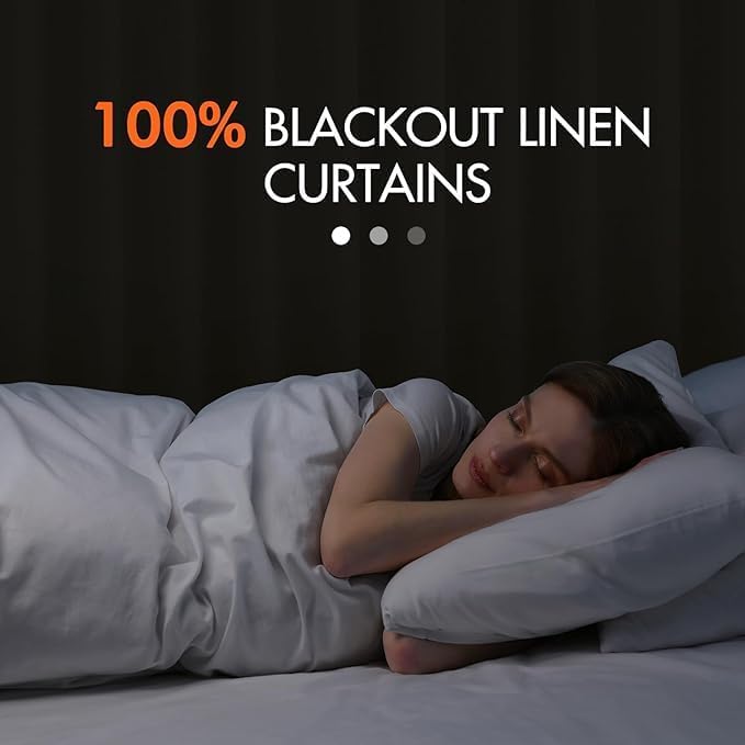 MIULEE 100% Blackout Curtains 108 Inch Long 2 Panels Set for Bedroom, Thick Faux Linen Black Out Curtain Room Darkening Back Tab Pleat Window Textured Drapes with Hooks for Living Room, Light Beige