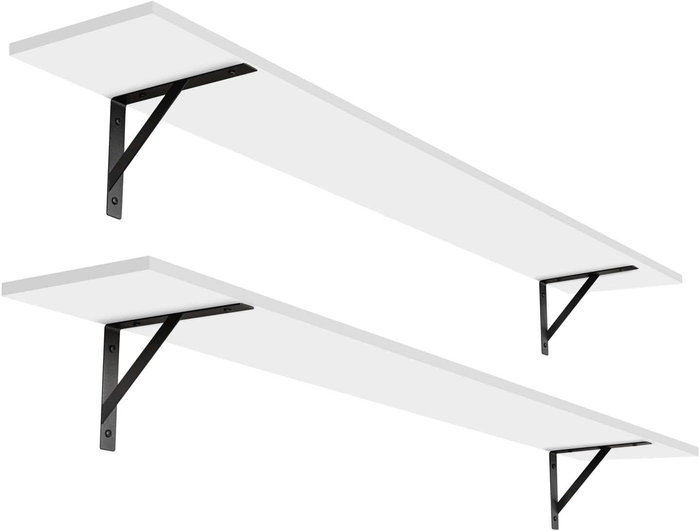 DINZI LVJ Long Wall Shelves, 55.1Inch Wall Mounted Shelves Set of 2, Extra Large Wall Storage Ledges with Sturdy Metal Brackets for Living Room, Bathroom, Bedroom, Kitchen, White