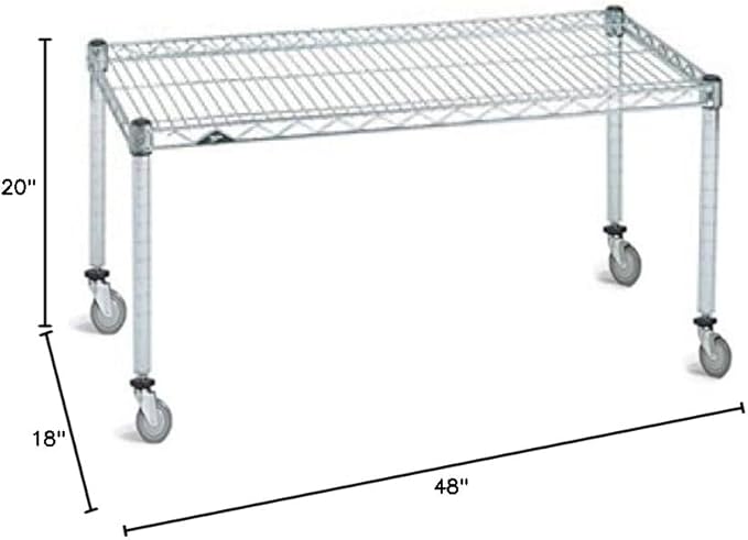 Omega Products Corporation 18" Deep x 48" Wide x 20" High Chrome Mobile Dunnage Rack