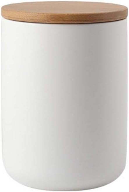 Ceramic Food Storage Jar Canister Modern Design Food Canisters with Airtight Seal Bamboo Lid, Loose Tea Coffee Spice Nuts Snacks Storage Jar Canister (White 27.05oz/800ml)