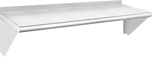 HARDURA Stainless Steel Shelf 14" x 48", 310lb Commercial Shelves Wall Mount Metal Shelving with Backsplash and Brackets for Kitchen, Restaurant, Laundry Room and Home
