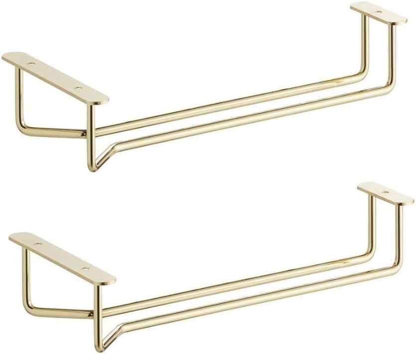 Soro Essentials Set of 2 Brass Plated 10" Glass Hangers, Rust Resistant