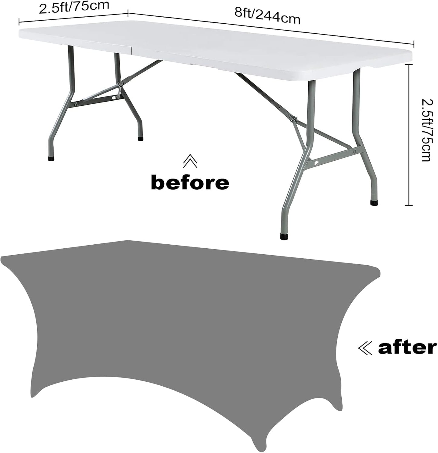 SuperO Waterproof Spandex Table Cover for 8FT Table Universal Fitted Stretch Tablecloth for Party, Banquet, Wedding and Events-Purple