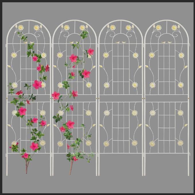 LZRS 4 Pack 71x20in Rustic Iron Arch Decoration Garden Trellis with Black Metal Coating – Perfect for Supporting Climbing Plants Outdoor, Roses, Vines, Flowers, and Vegetables.