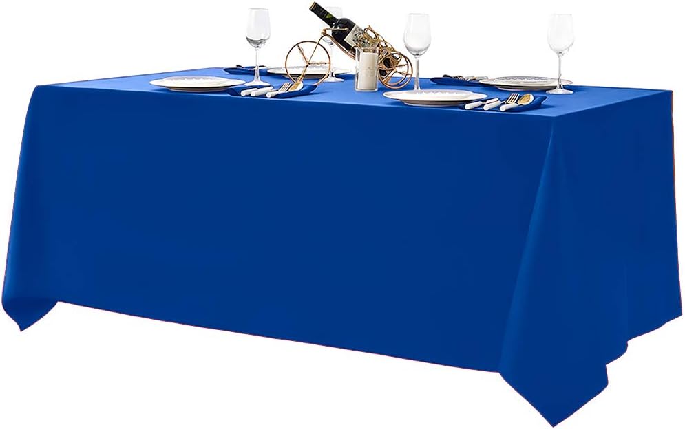 Surmente Blue Tablecloth 90 x 132-inch Rectangular Polyester Table Cloth for Weddings, Banquets, or Restaurants