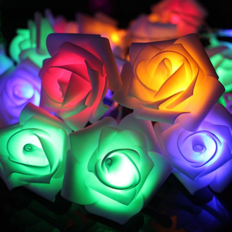 Everlasting Splashes LED Rose Flower Fairy String Lights Battery Operated Warm Flashing Light for Romantic Proposal Wedding Party Birthday Christmas Thanksgiving DIY Indoor Outdoor Decorations (Blue)