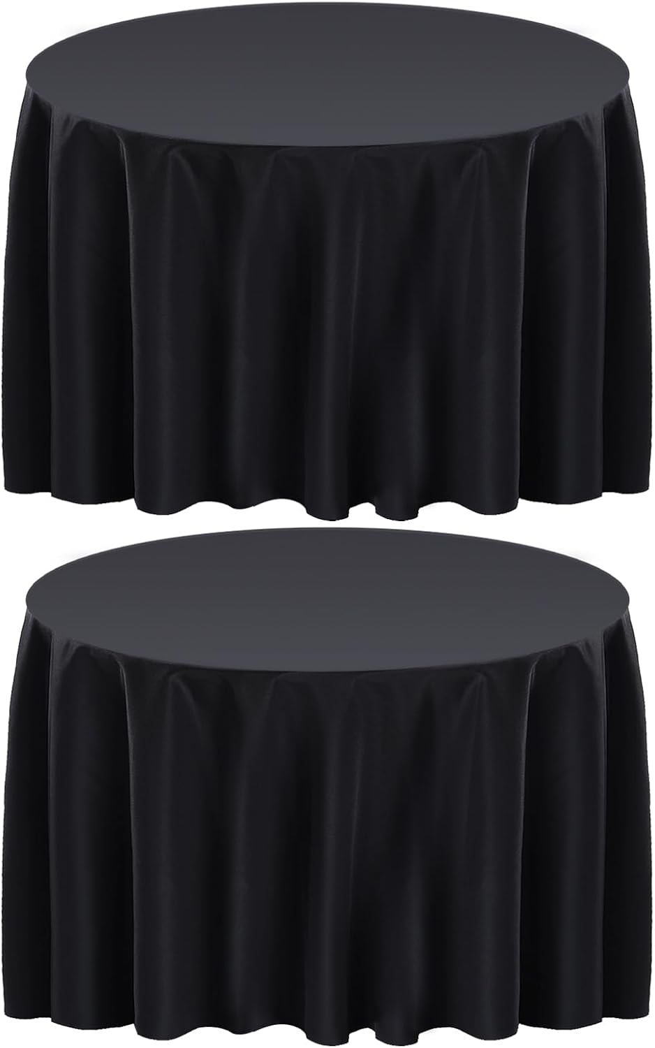 Surmente 132 inch Round Tablecloths -2 Pack Black Round Table Cloths, Polyester Fabric Table Covers for Wedding, Party, Banquet, or Restaurant