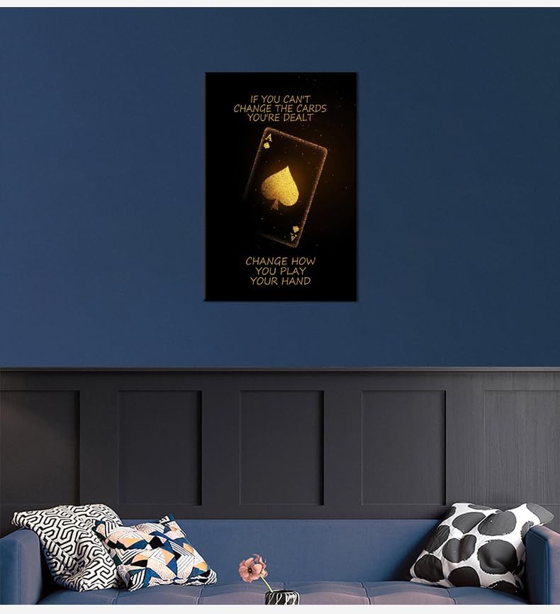 Inspirational Wall Art Motivational Poster Poker Game Quotes Wall Decor for Living Room Bedroom Office Bathroom Canvas Print Artwork Framed Art Decoration Ready to Hang [24''Wx 36''H]