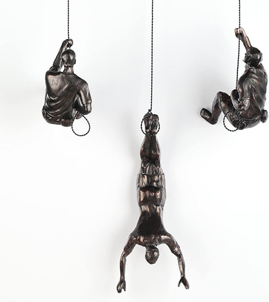 Large Set of 3 Climbing Men Wall Art Decor Sculpture,Nordic Modern Simplicity Decorative Wall Art, Climbing Man Sculptures,Home & Office Climber Gifts