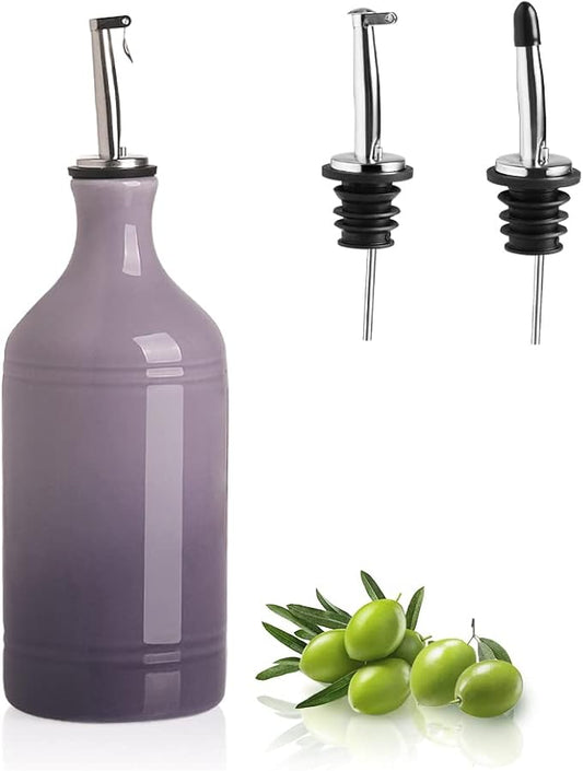Sweejar Ceramic Olive Oil Dispenser Bottle, Opaque Oil Cruet Protects Oil to Reduce Oxidation, Suitable for Storage Oil, Vinegar, Coffee Syrups & Other Liquids, Pack of 1, 15.5 Fl Oz (Gradient Purple)